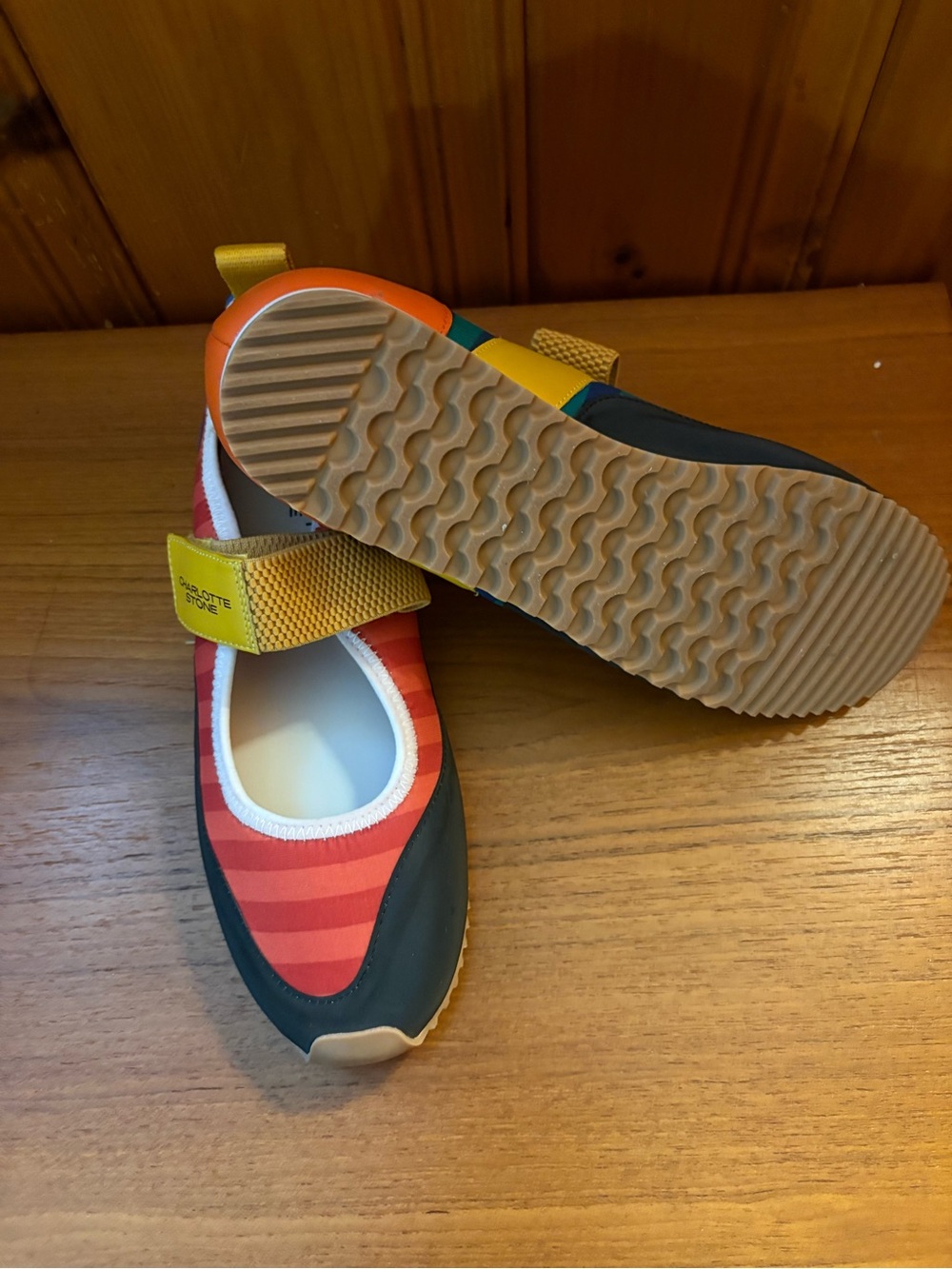 Charlotte Stone Striped Mary-Jane Sneakers in Red, Blue & Yellow - Picture 3 of 4